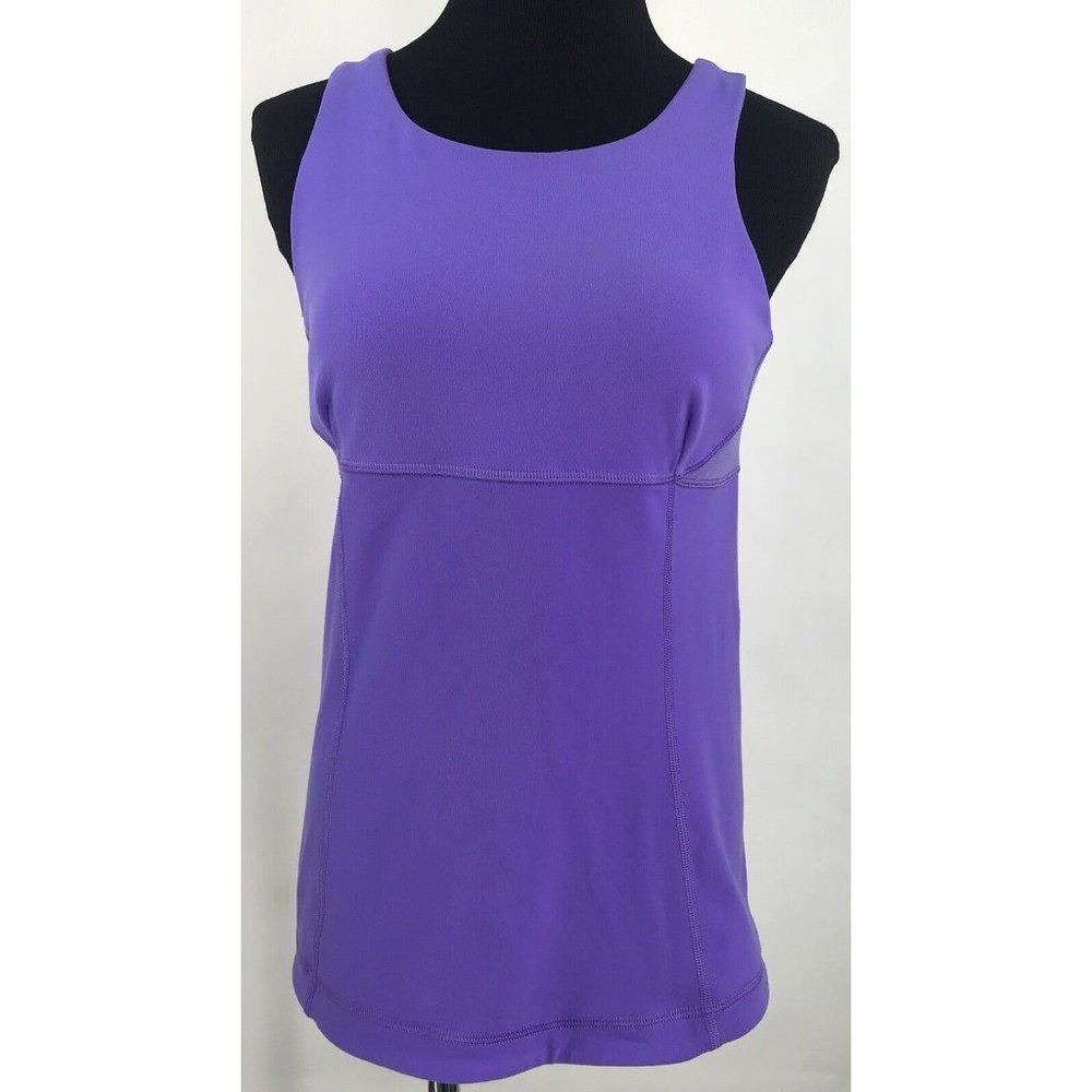 Lululemon Tank Top Womens 8 Purple Built In Bra No Pads Open Back